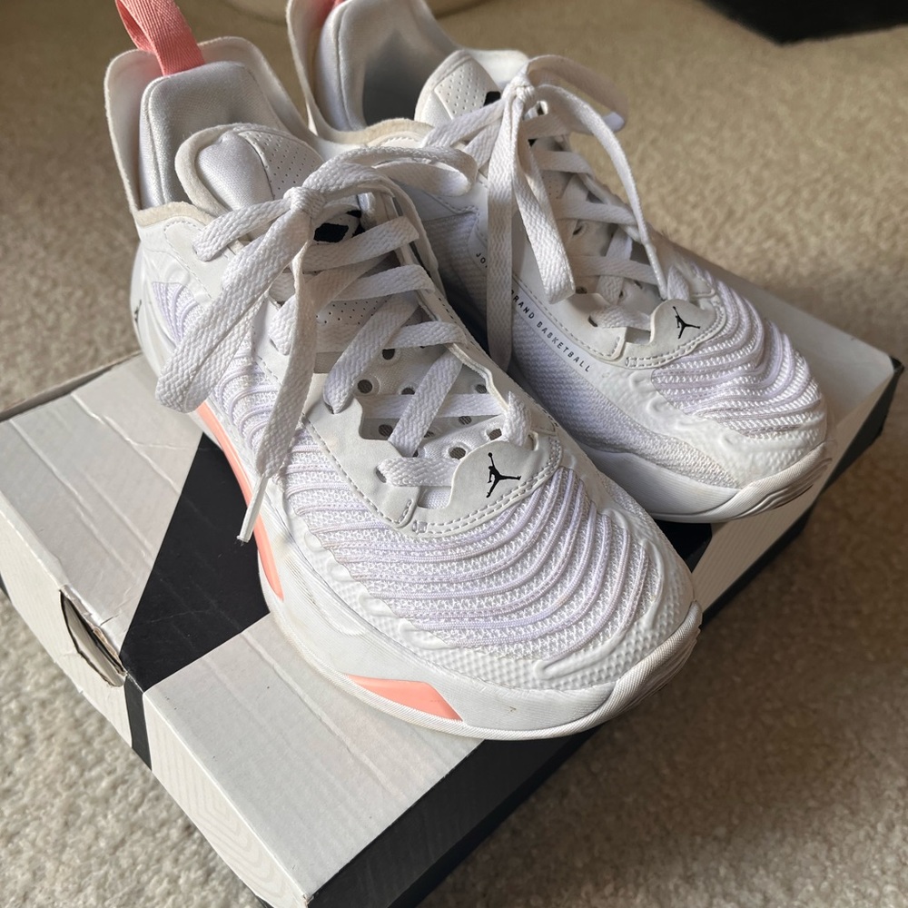 Jordan Kids White and Pink Sneakers